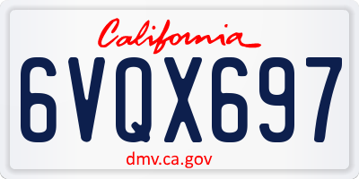 CA license plate 6VQX697