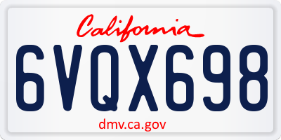 CA license plate 6VQX698