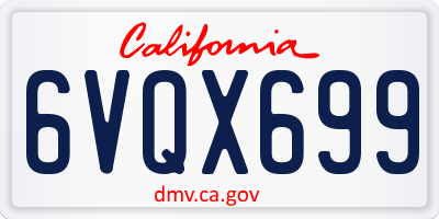 CA license plate 6VQX699