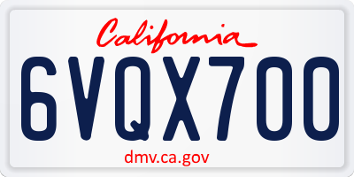 CA license plate 6VQX700