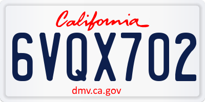 CA license plate 6VQX702