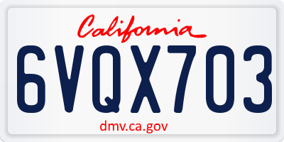 CA license plate 6VQX703