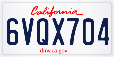 CA license plate 6VQX704