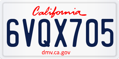 CA license plate 6VQX705