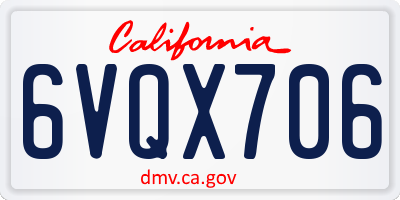 CA license plate 6VQX706