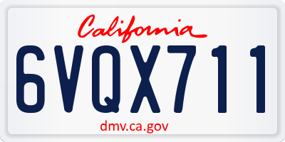 CA license plate 6VQX711