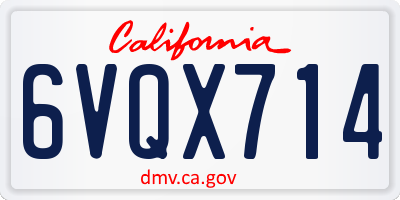 CA license plate 6VQX714