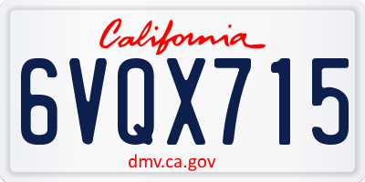 CA license plate 6VQX715
