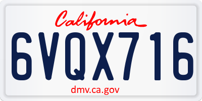 CA license plate 6VQX716