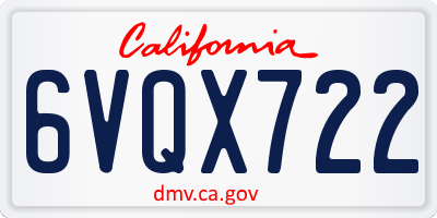 CA license plate 6VQX722