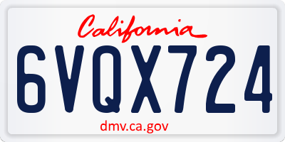 CA license plate 6VQX724