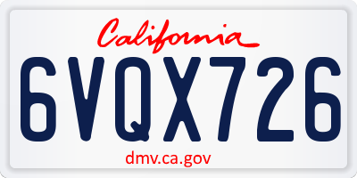CA license plate 6VQX726