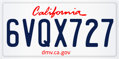 CA license plate 6VQX727
