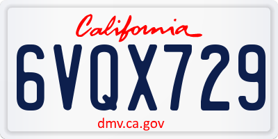 CA license plate 6VQX729