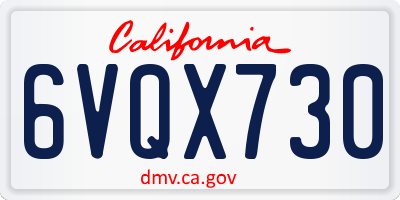 CA license plate 6VQX730