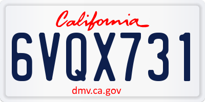 CA license plate 6VQX731
