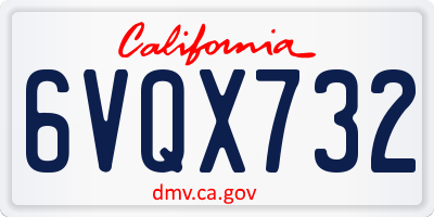 CA license plate 6VQX732