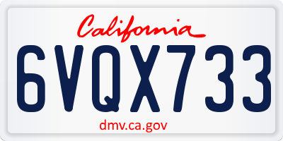 CA license plate 6VQX733