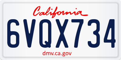 CA license plate 6VQX734