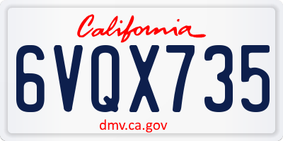 CA license plate 6VQX735