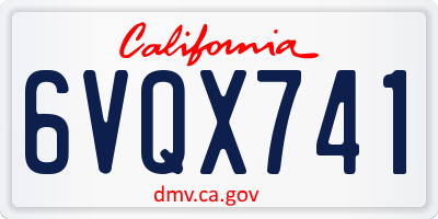 CA license plate 6VQX741
