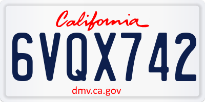 CA license plate 6VQX742