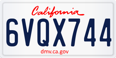 CA license plate 6VQX744