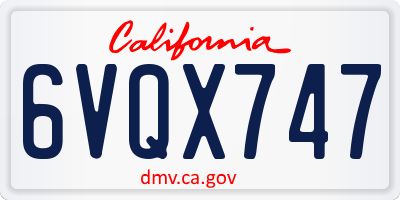 CA license plate 6VQX747