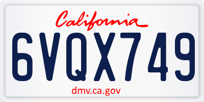 CA license plate 6VQX749