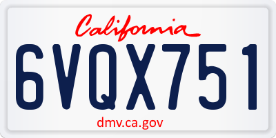 CA license plate 6VQX751