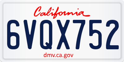 CA license plate 6VQX752