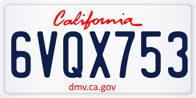 CA license plate 6VQX753