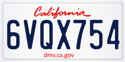 CA license plate 6VQX754
