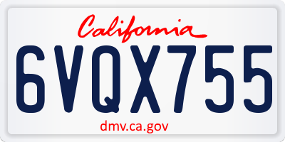 CA license plate 6VQX755