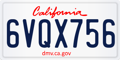 CA license plate 6VQX756
