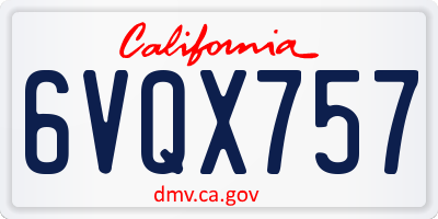 CA license plate 6VQX757