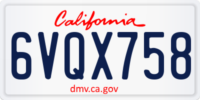 CA license plate 6VQX758