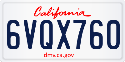 CA license plate 6VQX760