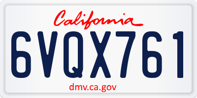 CA license plate 6VQX761