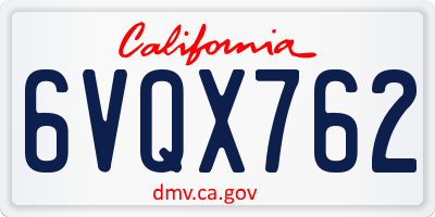 CA license plate 6VQX762