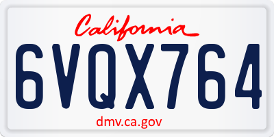 CA license plate 6VQX764