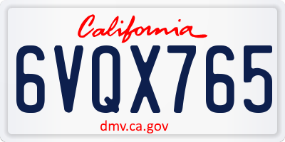 CA license plate 6VQX765