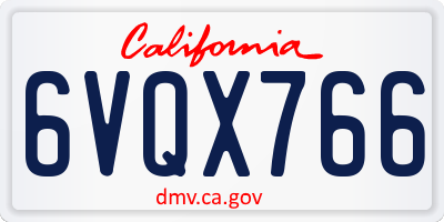 CA license plate 6VQX766