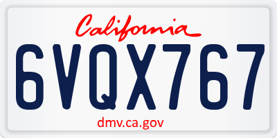 CA license plate 6VQX767