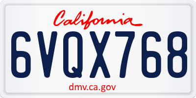 CA license plate 6VQX768