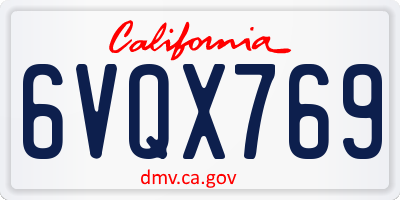 CA license plate 6VQX769