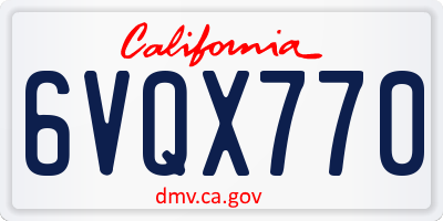 CA license plate 6VQX770