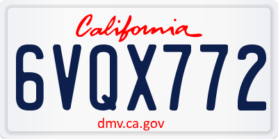 CA license plate 6VQX772