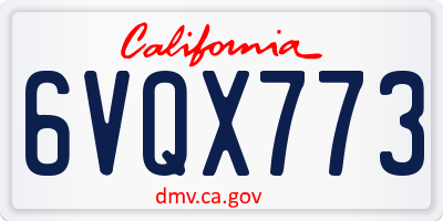 CA license plate 6VQX773