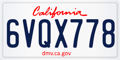 CA license plate 6VQX778